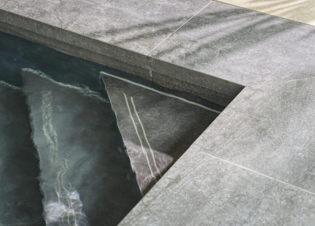 corner steps of indoor pool