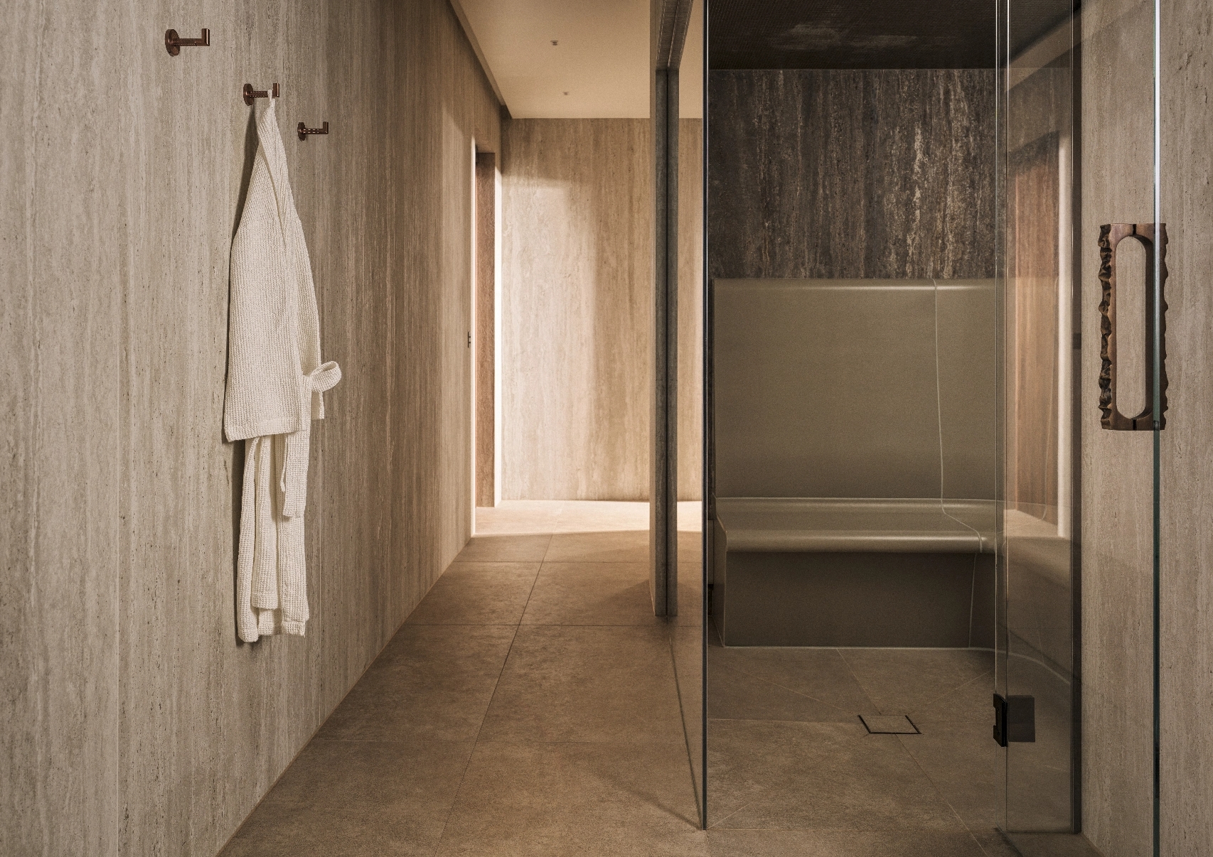 High end steam room finished with premium finishes