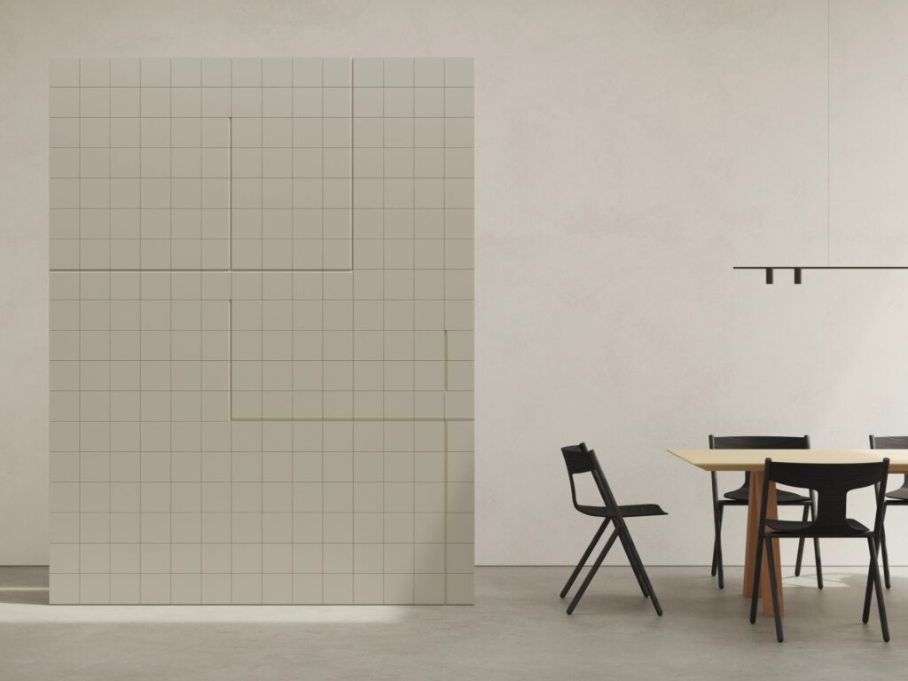 Living room with ceramic tile feature