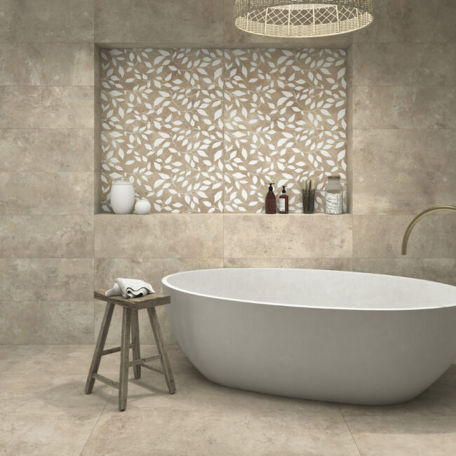 APAVISA TIERRA TEJA FIORE TEJA MATT 45x120 TEJA NATURAL 60x120 BATH
